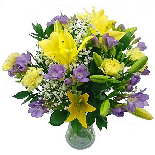 Clare Florist Wonderful Freesia and Lily Fresh Flower Bouquet – Beautiful Lilies and Freesia Flowers Expertly Arranged